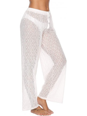 Board Shorts Womens Crochet Net Hollow Out Beach Pants Sexy Swimsuit Cover Up Pants - A-white 15 - CS18T93L6SM $38.44