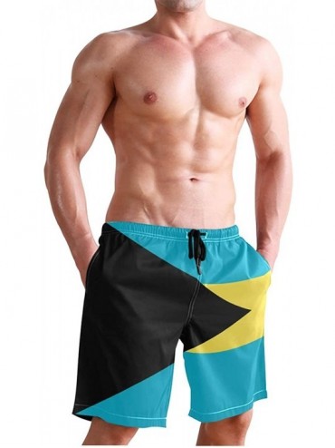 Board Shorts Men's Swim Trunks Waving Transgender Pride Flag Quick Dry Beach Board Shorts with Pockets - Bahamas Flag - CY18Q...