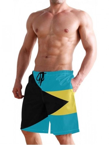 Board Shorts Men's Swim Trunks Waving Transgender Pride Flag Quick Dry Beach Board Shorts with Pockets - Bahamas Flag - CY18Q...