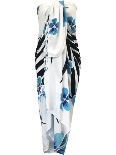 Cover-Ups Sarong Wrap from Bali Your Choice of Design Beach Cover Up - Hibiscus Blue - CB196X0Z3LE $25.16