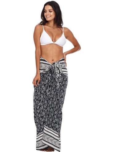 Cover-Ups Womens Swimsuit Cover Up Beach Skirt Sarong Strapless Dress Long - Black/White - CY193HEWWGZ $25.97