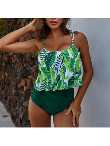 Racing Bikini Swimsuit of Womens Two Piece Bathing Suits Camisole with High Waisted Bottom Bikini Set - Green - C6193XHE7I7 $...