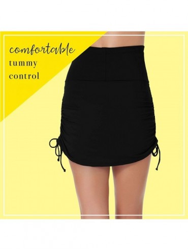Bottoms Women's Super High-Waist Shape Control Skirt Bikini Bottom Swimsuit - Navy - CG1869NQ4QT $27.88