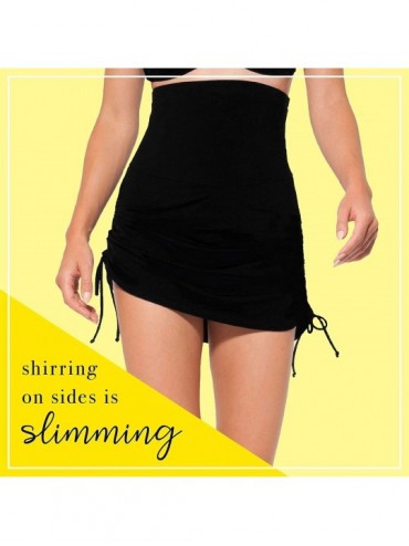 Bottoms Women's Super High-Waist Shape Control Skirt Bikini Bottom Swimsuit - Navy - CG1869NQ4QT $27.88