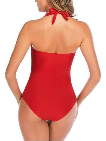 One-Pieces Swimsuits for Women One Piece Tummy Control Twist Front Swimsuit High Neck Plunge Leaf Ruched Monokini Swimwear Y2...