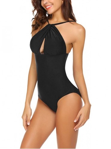 One-Pieces Women's Swimsuit One Piece Sexy Tummy Control Swimwear Criss Cross Bathing Suit Monokinis - Black - C018CR2OGHK $2...