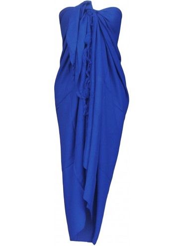 Cover-Ups Sarong Wrap From Bali Beach Cover Up Solid Colors - Blue - CZ180NGTZ5U $29.48