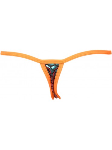Tankinis Scale Lame w/Lace Top and O-Ring Accent Thong Panty - Neon Orange - CK18G4INXW3 $10.90