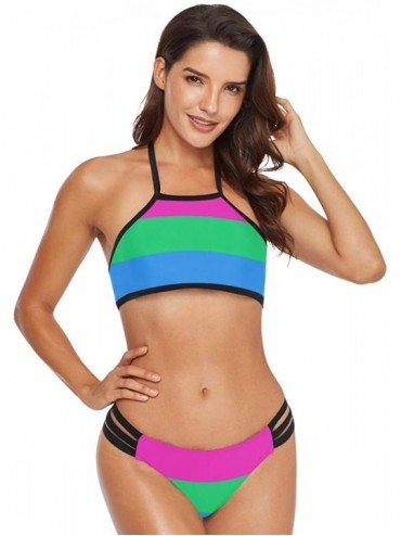 Sets Women's Halter Bikini Swimwear High Neck Two Piece Bikini Swimsuits - Color16 - CR1905U7O7T $30.95