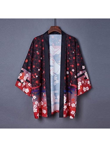 Cover-Ups Women's Summer Loose fit Beach Japanese Kimono Cover up OneSize US S-XL - Black 13002 - CZ19DSARDDQ $24.55