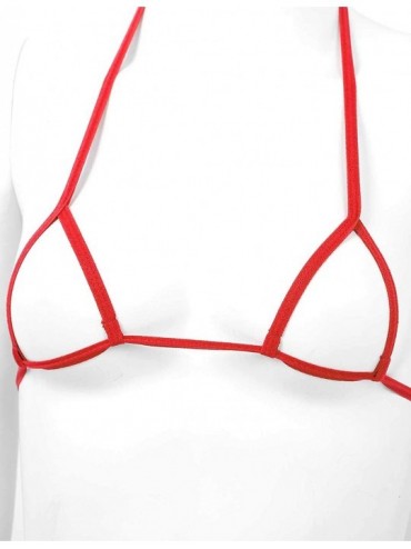 Sets Woman's Hollow Out Halter Neck Bra Top G-String Thong Two Pice Micro Bikini Swimsuit Bathing Suit - Red - CJ1992MHDZ7 $1...