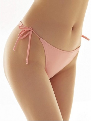 Sets Womens Brazilian Low Rise Tie-Side Ruched Back Thong Bikini Bottom Swim Brief - Dirty Pink-d - C317YY8DCLO $12.52