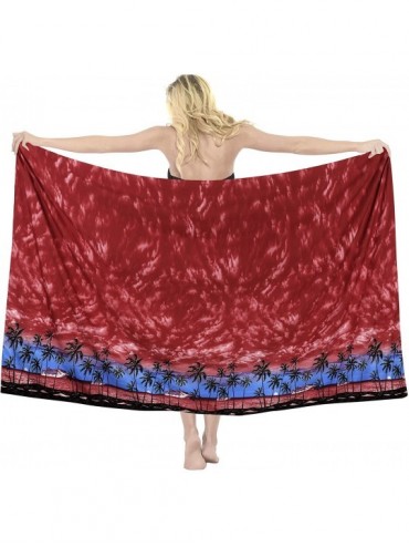 Trunks Women's Sarong Dress Coverup Tie Pareo Beach Wrap Swimsuits Full Long C - Spooky Red_e749 - CX127Z2AFN3 $19.07