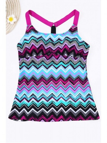 Tankinis 2020 Womens Floral Blouson T-Back Swimwear Summer Tankini Top S-XXXL - Color-8 - C518RZA5O4Y $25.06
