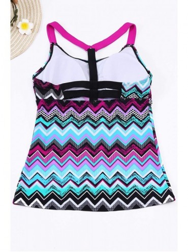 Tankinis 2020 Womens Floral Blouson T-Back Swimwear Summer Tankini Top S-XXXL - Color-8 - C518RZA5O4Y $25.06