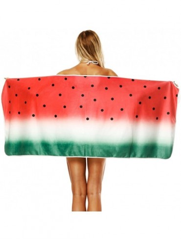 Cover-Ups Women's Striped Floral Printed Beach Dress Swimsuit Spaghetti Backless Bikini Cover up Wrap Dress - Watermelon - C4...