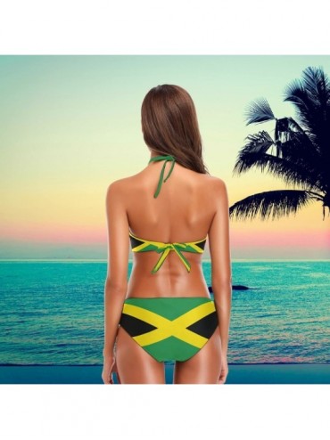 Sets Women's Chic Summer Beach Hot 2 Piece Halter Neack High Waist Padded Sexy Swimsuit - Jamaican Flag - CU18EX3N979 $25.16
