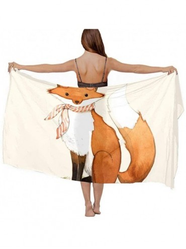 Cover-Ups Women Fashion Shawl Wrap Summer Vacation Beach Towels Swimsuit Cover Up - Funny Fox Face - C6190HIHT2W $43.11