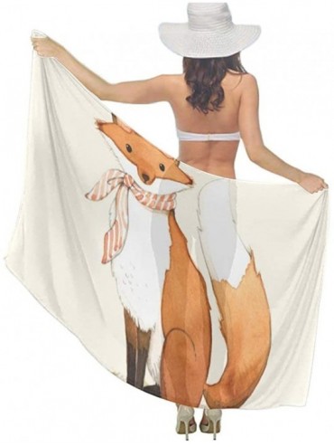 Cover-Ups Women Fashion Shawl Wrap Summer Vacation Beach Towels Swimsuit Cover Up - Funny Fox Face - C6190HIHT2W $22.44
