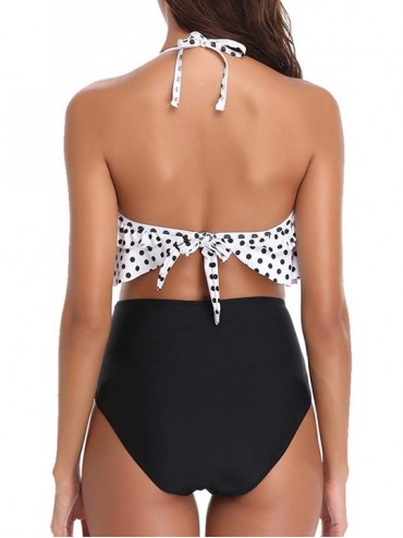 Sets Women Bandage Bikini Set Halter Swimsuits Two Piece Push Up Criss Cross Bathing Suits - Dot Print - CO18L7GUKCS $18.86