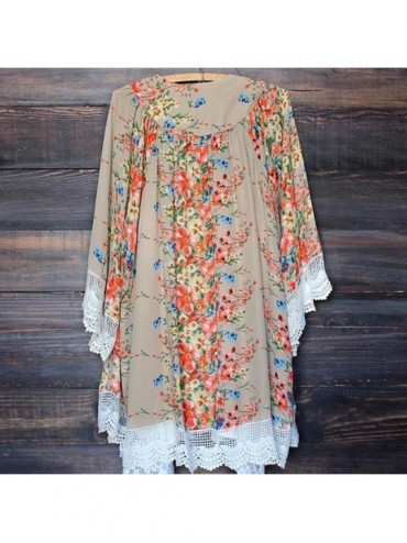 Cover-Ups Women Vintage Floral Loose Shawl Kimono Cardigan Boho Chiffon Tops - Floral3 - CC17X3KMQZU $17.51