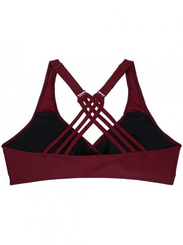 Tankinis Women Active Swimwear Tops Adjustabe Straps Back Criss-Cross Padded Bikini Top - Red - CK18U79AOYR $16.14