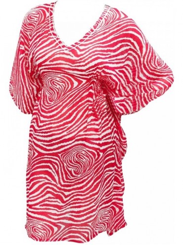 Cover-Ups Women's Boho Beach Swimsuit Cover Up for Swimwear Kimono Short Mini A - Pink_e699 - C711DWT2CW7 $14.87