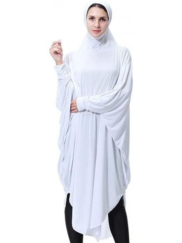 Cover-Ups Women's Elegant Modest Muslim Islamic Ramadan Lightweight Hijab Long Scarf One Piece Large Overhead Prayer Dress Wh...