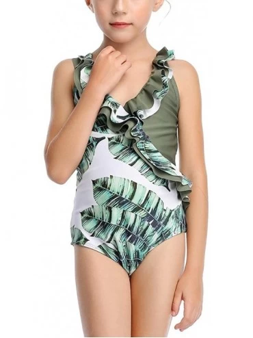 Sets Girls Kids Swimsuit Family Matching One Piece Bikini Swimwear Bathing Suits - White Green - CB194LNEZSY $33.20