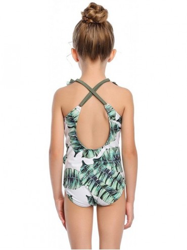 Sets Girls Kids Swimsuit Family Matching One Piece Bikini Swimwear Bathing Suits - White Green - CB194LNEZSY $15.49