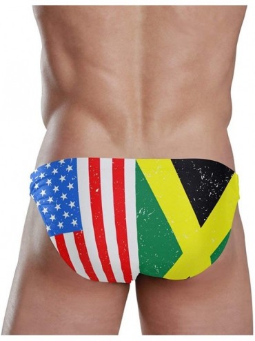Briefs Barbados Flag Men's Swim Briefs Bikini Sexy Thong Swimsuit Board Surf Shorts Boxer Trunks Swimwear - Usa Flag Jamaican...