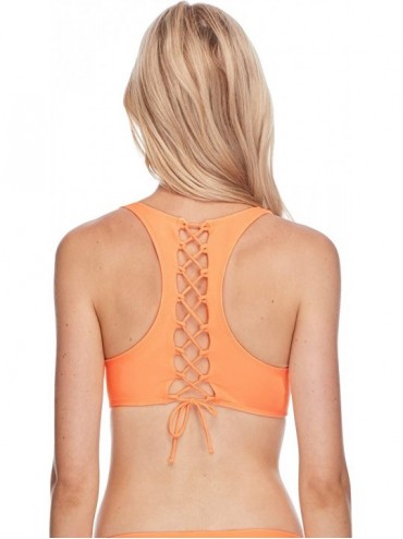 Sets Women's Smoothies Sasha Solid Strappy Back Scoop Bikini Top Swimsuit - Mango - CE18HWCETYO $42.34