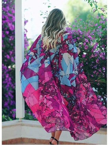 Cover-Ups Women's Chiffon Bathing Suit Bikini Swimsuit Cover up Swimwear Beach Dress Long Kimono Cardigan Jacket Robe Print B...