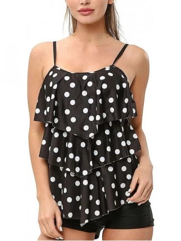 Tankinis Women Tankini Swimsuits 2 Piece Polka Dot Printed Top with Boyshorts Bathing Suits - Black - CR18OWN9XI2 $23.01