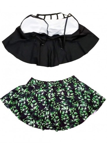 Sets Womens Two Piece Bikini Set with Swim Skirt Bathing Suit Yellow - Greenleaf Printed - CY18X236URO $19.12