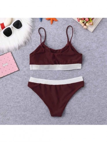 One-Pieces Women One Piece Swimsuit High Neck Plunge Mesh Ruched Monokini Swimwear - E-winered - C5194EAKUX8 $14.43