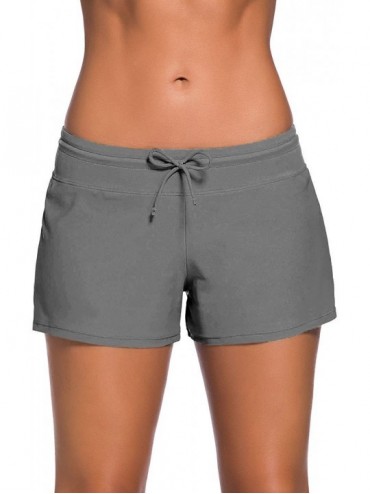 Board Shorts Women Beach Board Shorts Boy Short Pants Plus Size Tankini Bottom Swimwear Short - Grey - CA190TMO63K $36.91