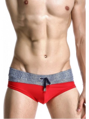 Briefs Mens Low Rise Sexy Sport Swimwear Trunk Boxer Brief - 2884 Red - CY12LLEI4R1 $45.95