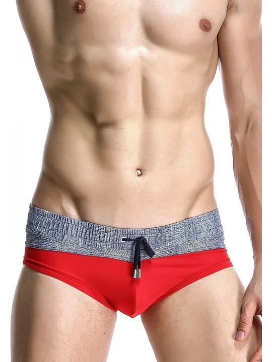 Briefs Mens Low Rise Sexy Sport Swimwear Trunk Boxer Brief - 2884 Red - CY12LLEI4R1 $24.27