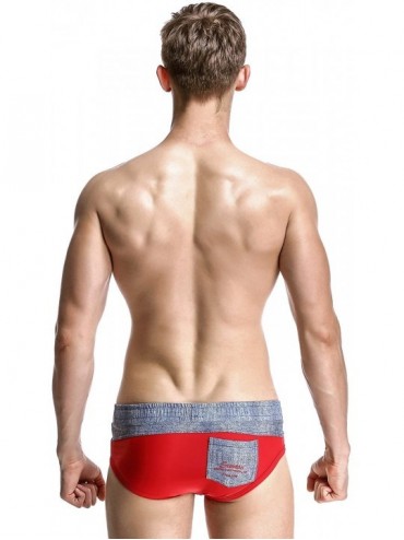 Briefs Mens Low Rise Sexy Sport Swimwear Trunk Boxer Brief - 2884 Red - CY12LLEI4R1 $24.27