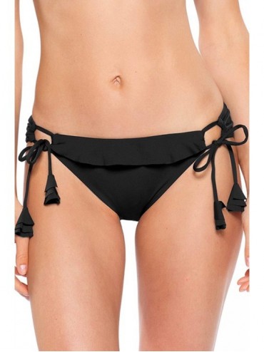 Tankinis Women's Socialite Loop Tie Side Hipster Bikini Bottom - Black - CY18W7AKM8Q $47.79