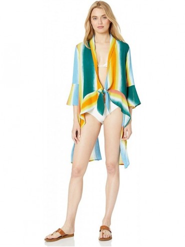 Cover-Ups Women's Faded Stripe Cover-up Jacket - Multi - CG18RGC6NNG $29.35