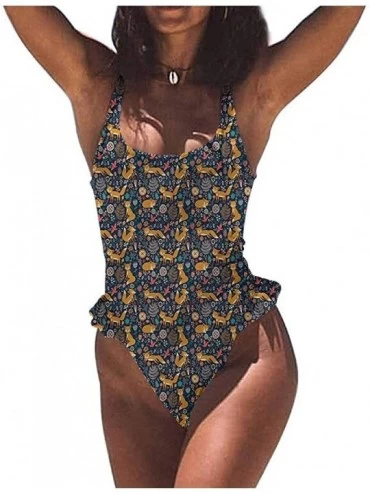 Bottoms Two Piece Swimsuits Floral- Exotic Blooms Foliage Great Fashion Piece - Multi 13-one-piece Swimsuit - CK19E778Z96 $83.72