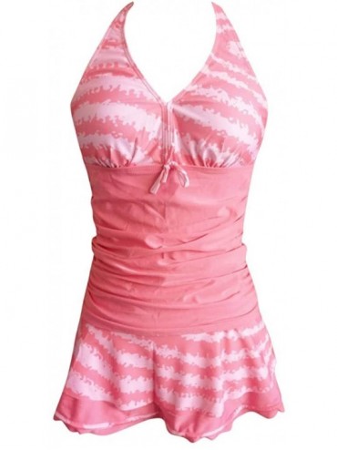 Tankinis Womens Polyester Push-Up Padded Bra Tankini Swimsuit Bikini Shorts - Pink - CO195SK4WKK $15.00