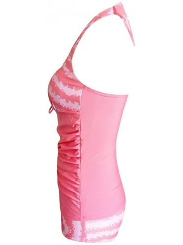 Tankinis Womens Polyester Push-Up Padded Bra Tankini Swimsuit Bikini Shorts - Pink - CO195SK4WKK $15.00