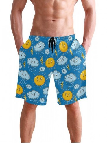 Board Shorts Men's Quick Dry Swim Trunks with Pockets Beach Board Shorts Bathing Suits - Clouds Sun and Lightning Rain Weathe...