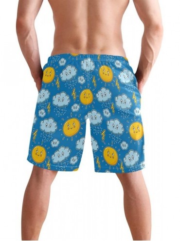 Board Shorts Men's Quick Dry Swim Trunks with Pockets Beach Board Shorts Bathing Suits - Clouds Sun and Lightning Rain Weathe...
