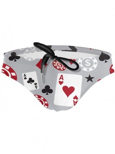 Briefs Men Boys Tie Rope Swim Briefs Triangle Bikini Swimwear - Poker Card Casino - CX1976W76N2 $46.17