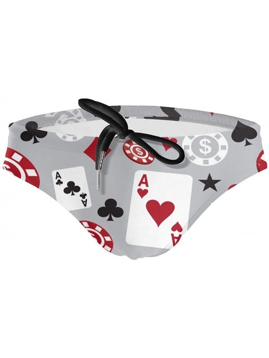 Briefs Men Boys Tie Rope Swim Briefs Triangle Bikini Swimwear - Poker Card Casino - CX1976W76N2 $19.79