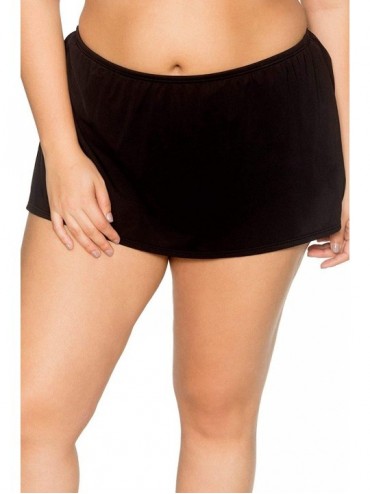 Tankinis Women's Plus Size Kokomo Skirted Bikini Bottom Swimsuit - Black - CV18722MMWM $73.91